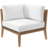 Vesper Outdoor Patio Teak Wood Loveseat in Gray White