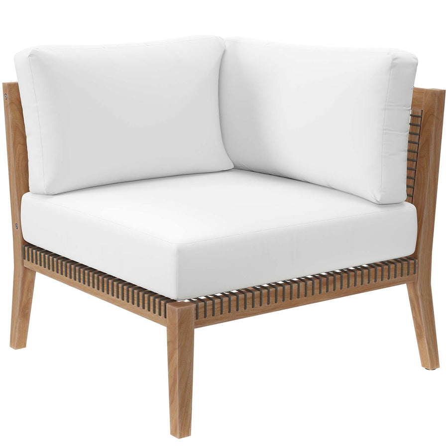 Vesper Outdoor Patio Teak Wood Loveseat in Gray White