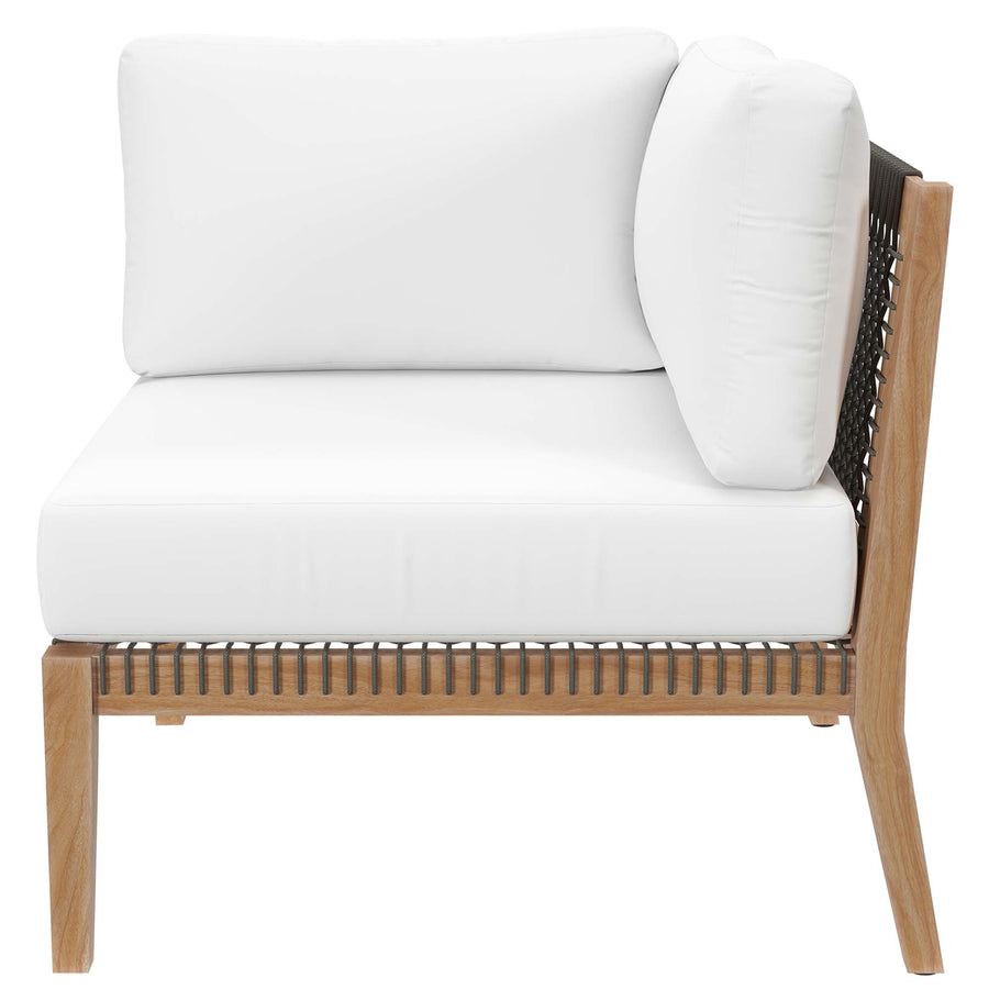 Vesper Outdoor Patio Teak Wood Loveseat in Gray White