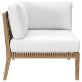 Vesper Outdoor Patio Teak Wood Loveseat in Gray White