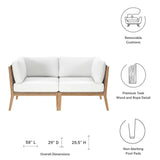 Vesper Outdoor Patio Teak Wood Loveseat in Gray White