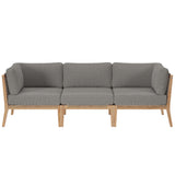Vesper Outdoor Patio Teak Wood Sofa in Gray Graphite