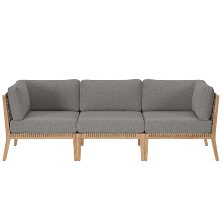 Clearwater Outdoor Patio Teak Wood Sofa in Gray Graphite