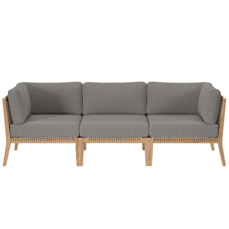 Vesper Outdoor Patio Teak Wood Sofa in Gray Graphite