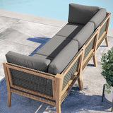 Vesper Outdoor Patio Teak Wood Sofa in Gray Graphite