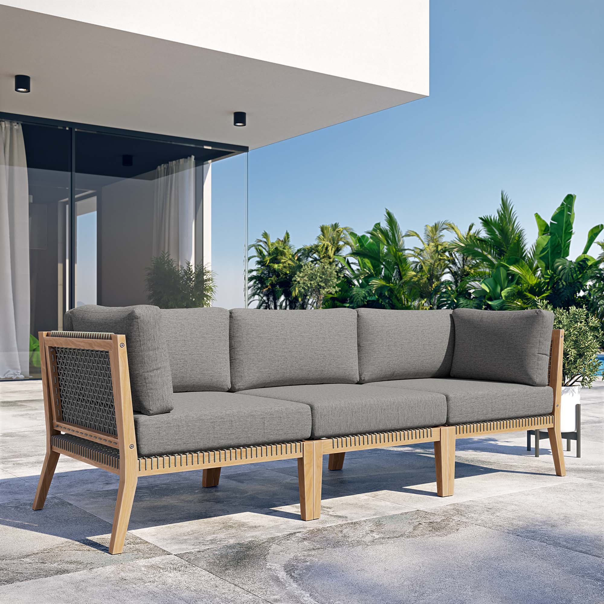 Clearwater Outdoor Patio Teak Wood Sofa by Furniture for America