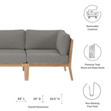 Vesper Outdoor Patio Teak Wood Sofa in Gray Graphite