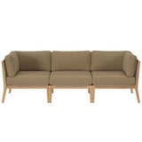Vesper Outdoor Patio Teak Wood Sofa in Gray Light Brown