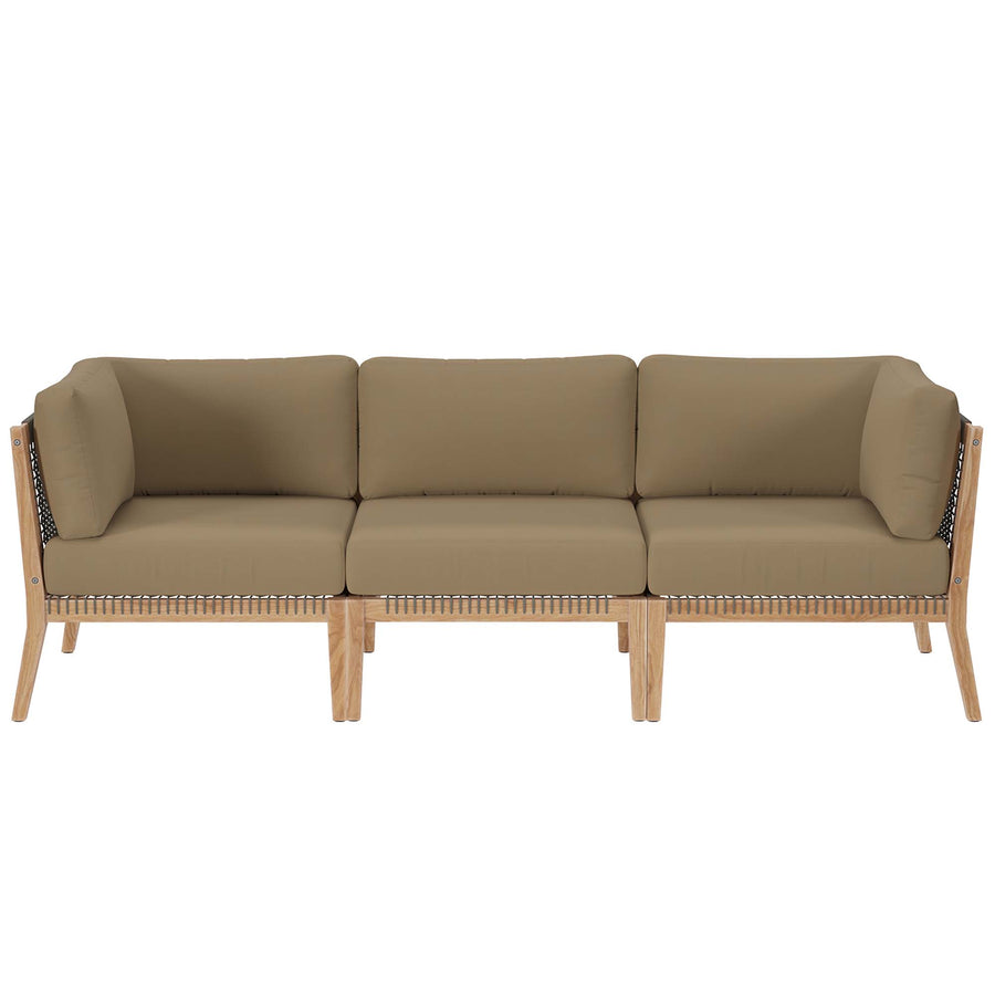 Vesper Outdoor Patio Teak Wood Sofa in Gray Light Brown