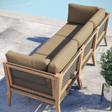 Vesper Outdoor Patio Teak Wood Sofa in Gray Light Brown