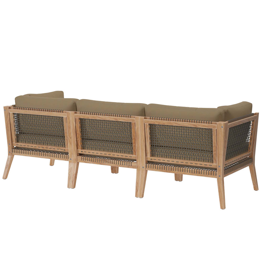 Vesper Outdoor Patio Teak Wood Sofa in Gray Light Brown
