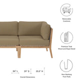 Vesper Outdoor Patio Teak Wood Sofa in Gray Light Brown