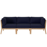Vesper Outdoor Patio Teak Wood Sofa in Gray Navy