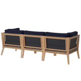 Vesper Outdoor Patio Teak Wood Sofa in Gray Navy