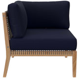 Vesper Outdoor Patio Teak Wood Sofa in Gray Navy