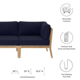 Vesper Outdoor Patio Teak Wood Sofa in Gray Navy