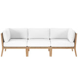 Vesper Outdoor Patio Teak Wood Sofa in Gray White