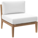 Vesper Outdoor Patio Teak Wood Sofa in Gray White