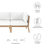 Vesper Outdoor Patio Teak Wood Sofa in Gray White