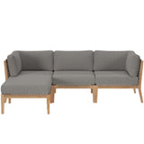 Vesper 4-Piece Outdoor Patio Teak Wood Sectional Sofa in Gray Graphite