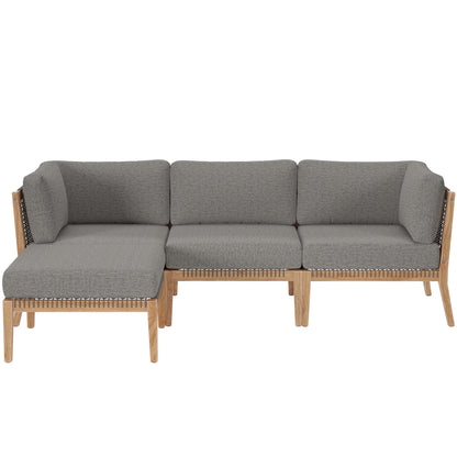 Clearwater 4-Piece Outdoor Patio Teak Wood Sectional Sofa by Furniture For America