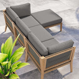 Vesper 4-Piece Outdoor Patio Teak Wood Sectional Sofa in Gray Graphite
