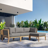 Vesper 4-Piece Outdoor Patio Teak Wood Sectional Sofa in Gray Graphite