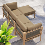 Vesper 4-Piece Outdoor Patio Teak Wood Sectional Sofa in Gray Light Brown