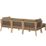Vesper 4-Piece Outdoor Patio Teak Wood Sectional Sofa in Gray Light Brown