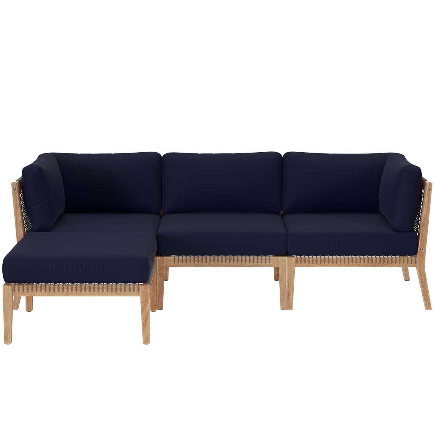 Clearwater 4-Piece Outdoor Patio Teak Wood Sectional Sofa by Furniture For America