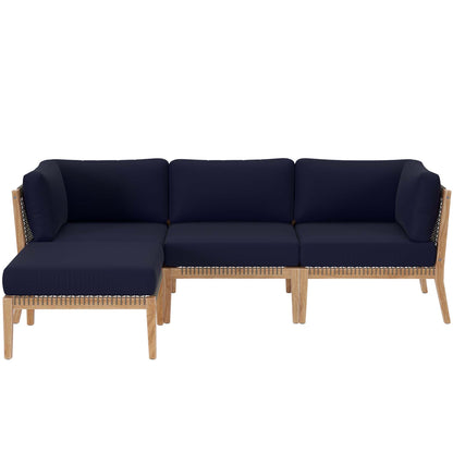 Clearwater 4-Piece Outdoor Patio Teak Wood Sectional Sofa by Furniture For America