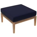 Vesper 4-Piece Outdoor Patio Teak Wood Sectional Sofa in Gray Navy