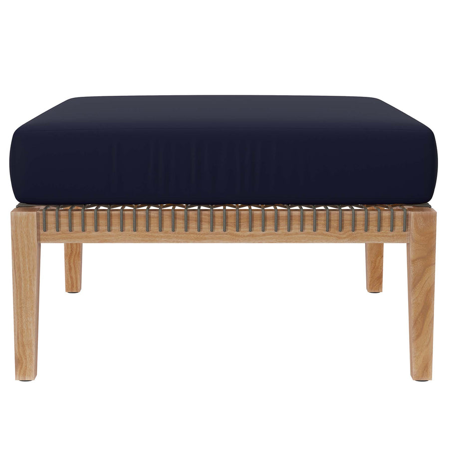 Vesper 4-Piece Outdoor Patio Teak Wood Sectional Sofa in Gray Navy
