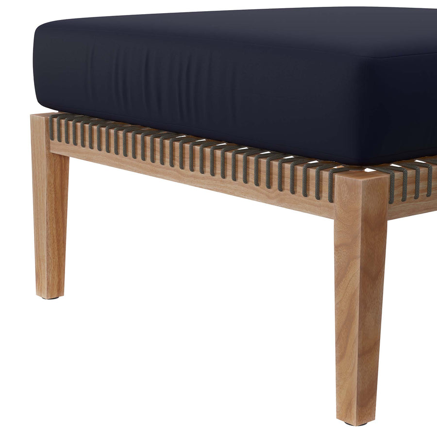 Vesper 4-Piece Outdoor Patio Teak Wood Sectional Sofa in Gray Navy