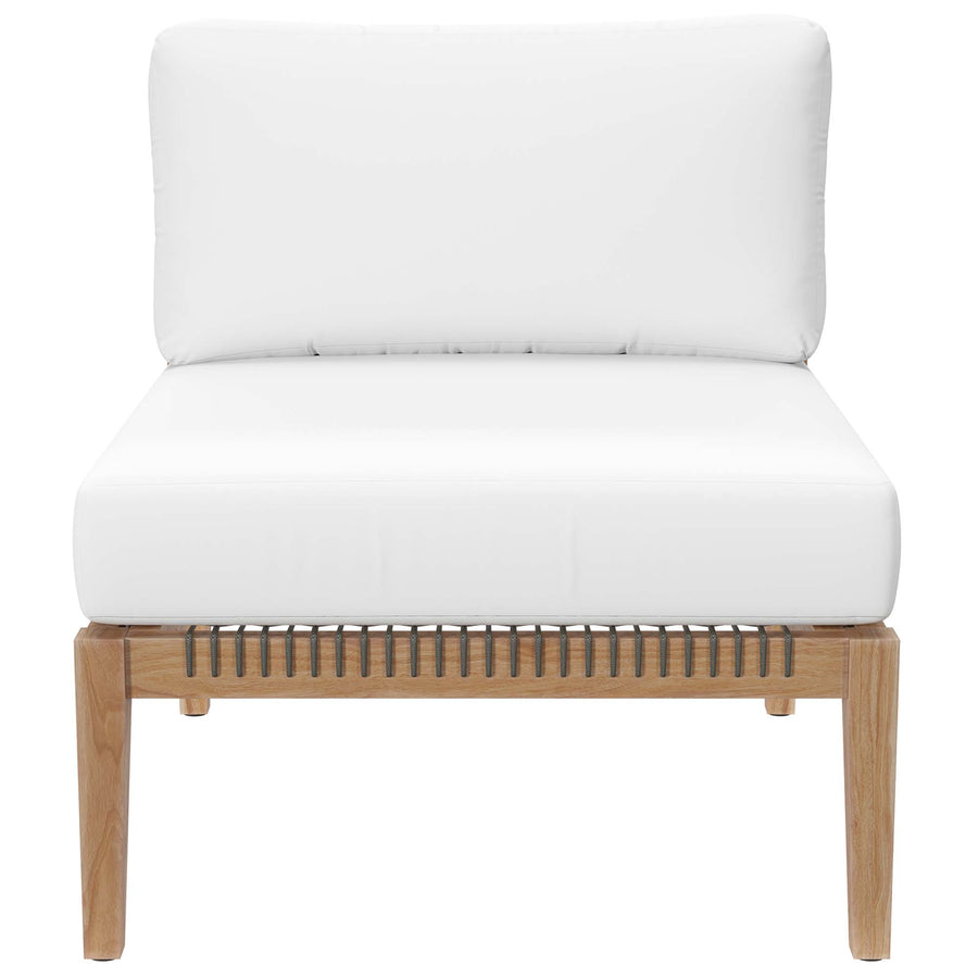 Vesper 4-Piece Outdoor Patio Teak Wood Sectional Sofa in Gray White