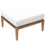 Vesper 4-Piece Outdoor Patio Teak Wood Sectional Sofa in Gray White