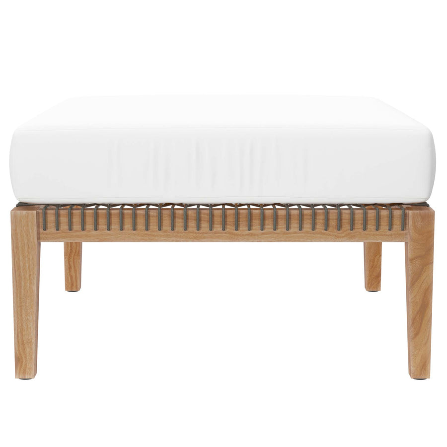 Vesper 4-Piece Outdoor Patio Teak Wood Sectional Sofa in Gray White