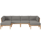 Vesper 6-Piece Outdoor Patio Teak Wood Sectional Sofa in Gray Graphite