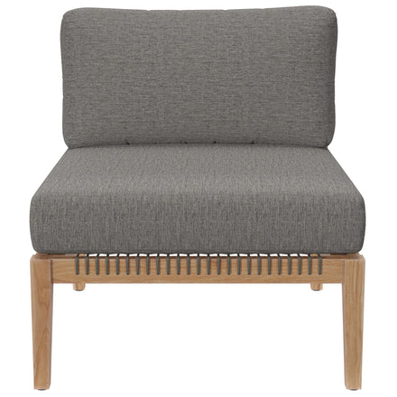 Clearwater 6-Piece Outdoor Patio Teak Wood Sectional Sofa in Gray Graphite