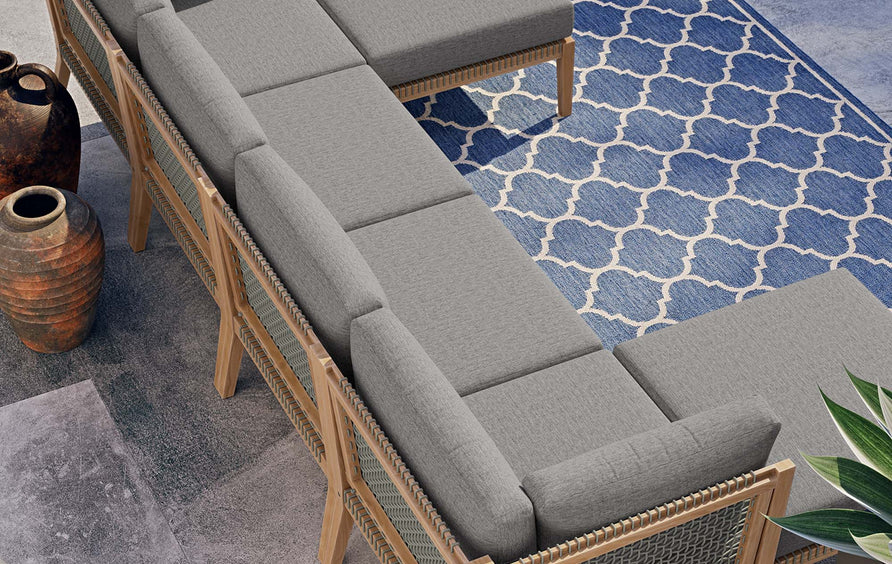 Vesper 6-Piece Outdoor Patio Teak Wood Sectional Sofa in Gray Graphite