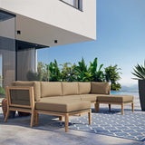 Vesper 6-Piece Outdoor Patio Teak Wood Sectional Sofa in Gray Light Brown