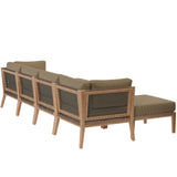 Vesper 6-Piece Outdoor Patio Teak Wood Sectional Sofa in Gray Light Brown