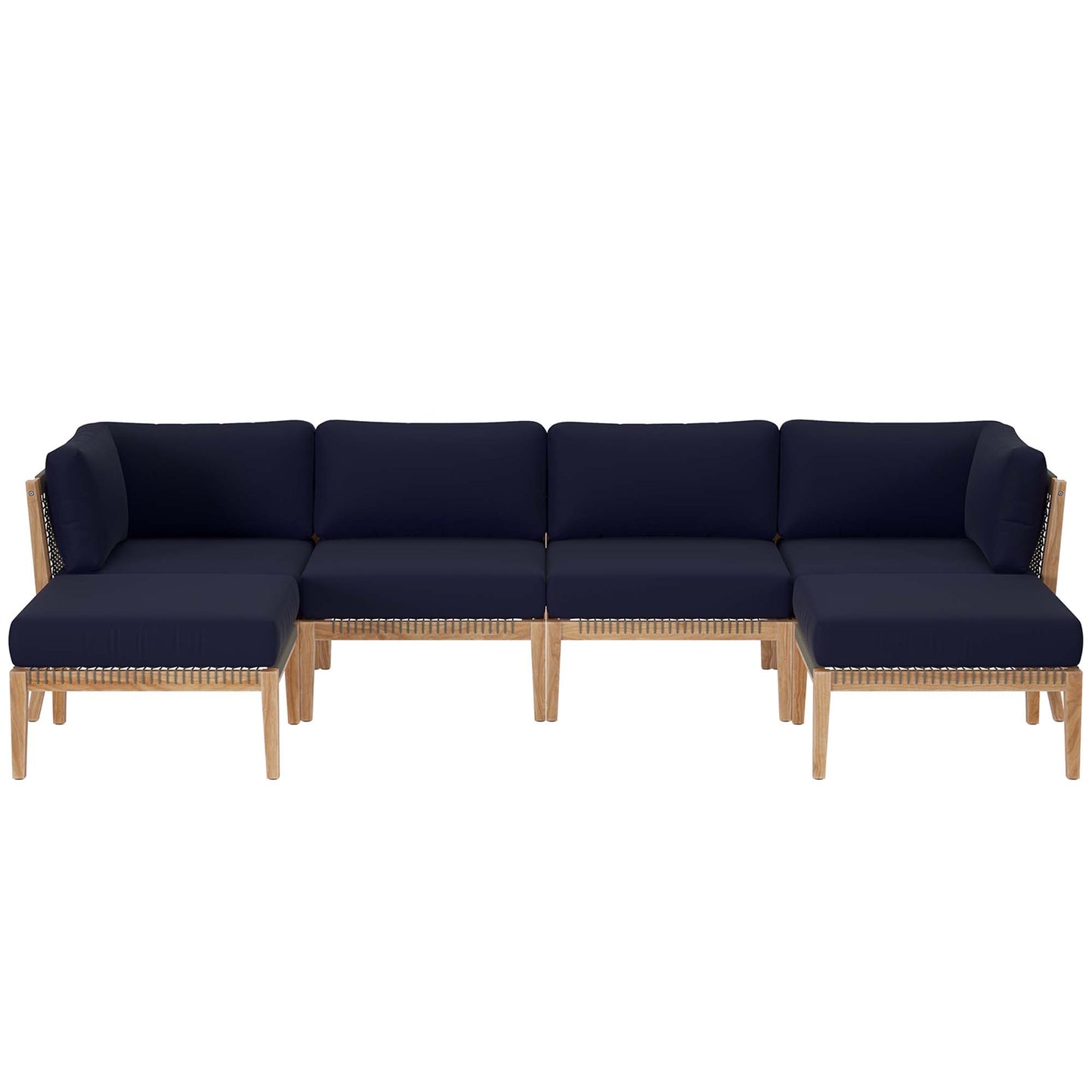 Clearwater 6-Piece Outdoor Patio Teak Wood Sectional Sofa by Furniture For America