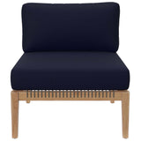 Vesper 6-Piece Outdoor Patio Teak Wood Sectional Sofa in Gray Navy