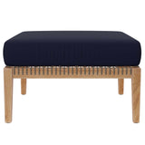 Vesper 6-Piece Outdoor Patio Teak Wood Sectional Sofa in Gray Navy