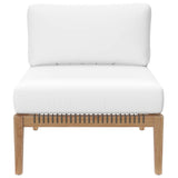 Vesper 6-Piece Outdoor Patio Teak Wood Sectional Sofa in Gray White