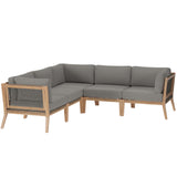 Vesper 5-Piece Outdoor Patio Teak Wood Sectional Sofa in Gray Graphite