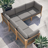 Vesper 5-Piece Outdoor Patio Teak Wood Sectional Sofa in Gray Graphite
