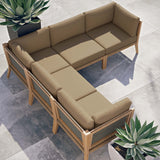 Vesper 5-Piece Outdoor Patio Teak Wood Sectional Sofa in Gray Light Brown