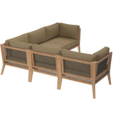 Vesper 5-Piece Outdoor Patio Teak Wood Sectional Sofa in Gray Light Brown